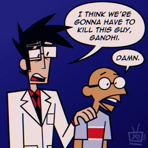 Gideon Graves (Scott Pilgrim) & Gandhi (Clone High)