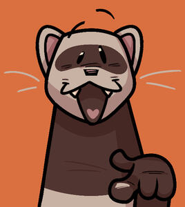 Ferret pointing at the viewer